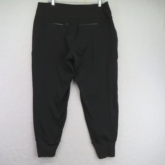 Athleta Jogger Pants Womens XL Black Zip Pockets Ribbed Waist High Rise Cuffed - Picture 10 of 11
